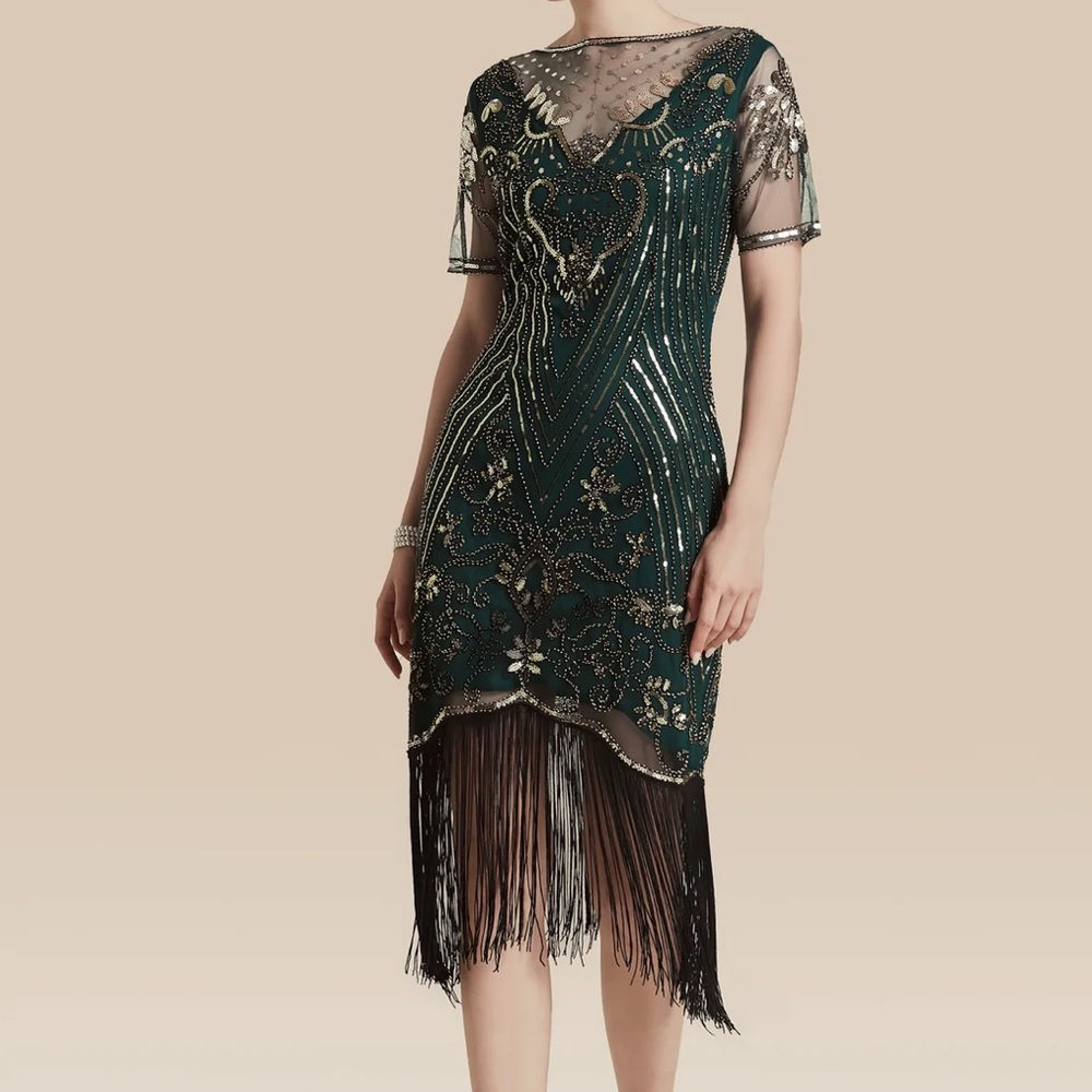 1920’s emerald green flapper dress